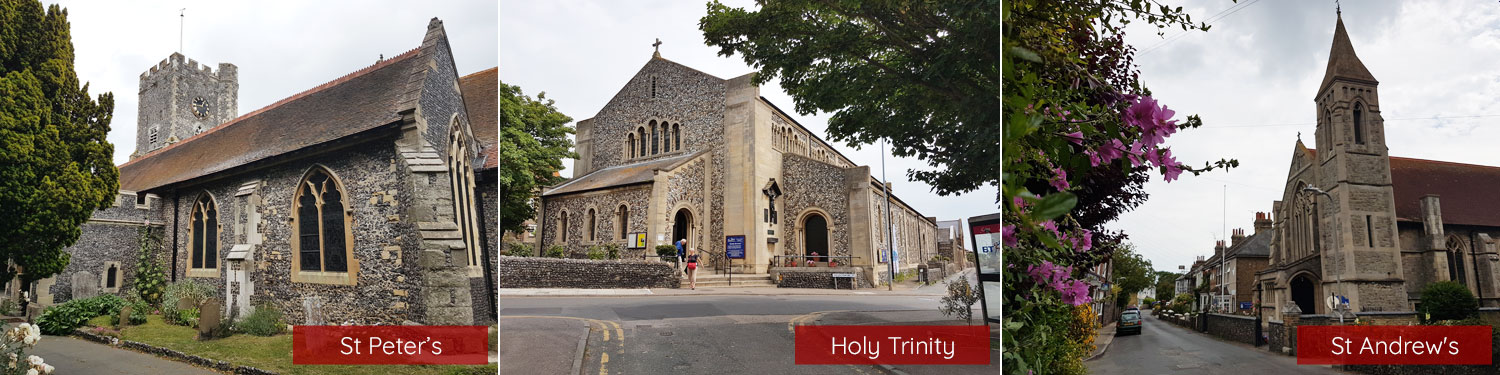 Images of St Peter's, Holy Trinity and St Andrew's churches, Broadstairs
